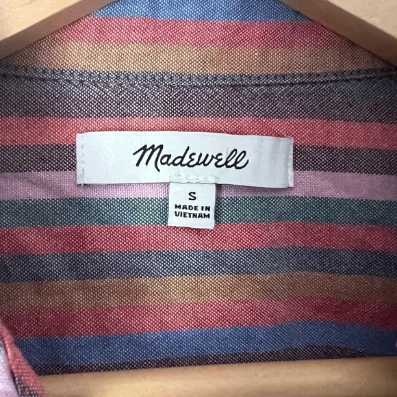 Madewell Courier Button Back Shirt Rainbow Mulled Wine Smith Stripe Contemporary - Picture 4 of 13